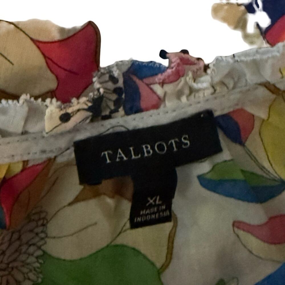 Talbots 100% Cotton Lightweight Floral Colorful Long Sleeve Top Shirt sz XL - Picture 4 of 14